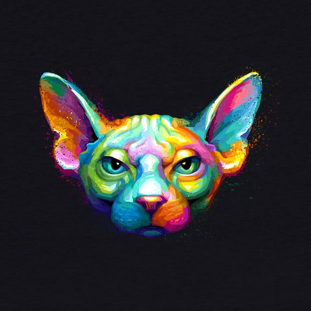 Sphynx Cat Colorful Portrait by stonemask